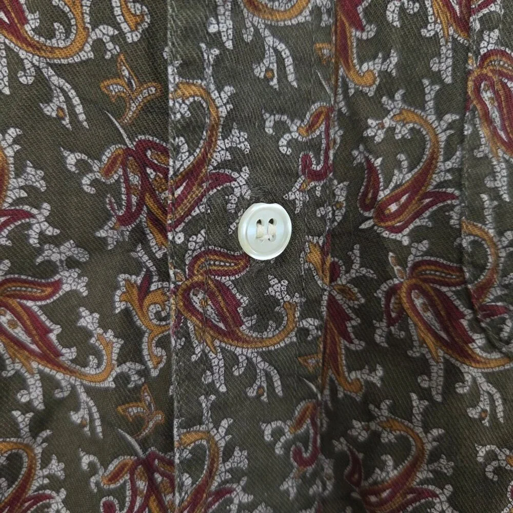 VTG Banana Republic Safari & Travel Clothing Green Paisley Button Up Size Medium